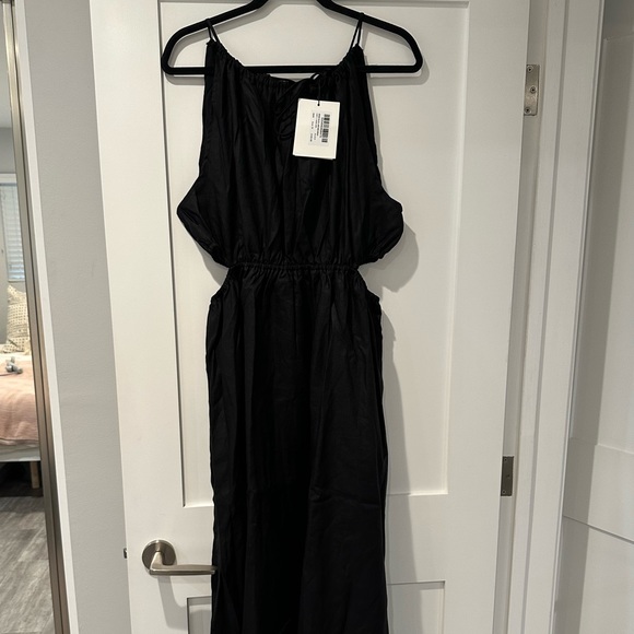 BRAND NEW DISSH BONNIE BLACK LINEN MIDI DRESS, size 12 US - Picture 4 of 5